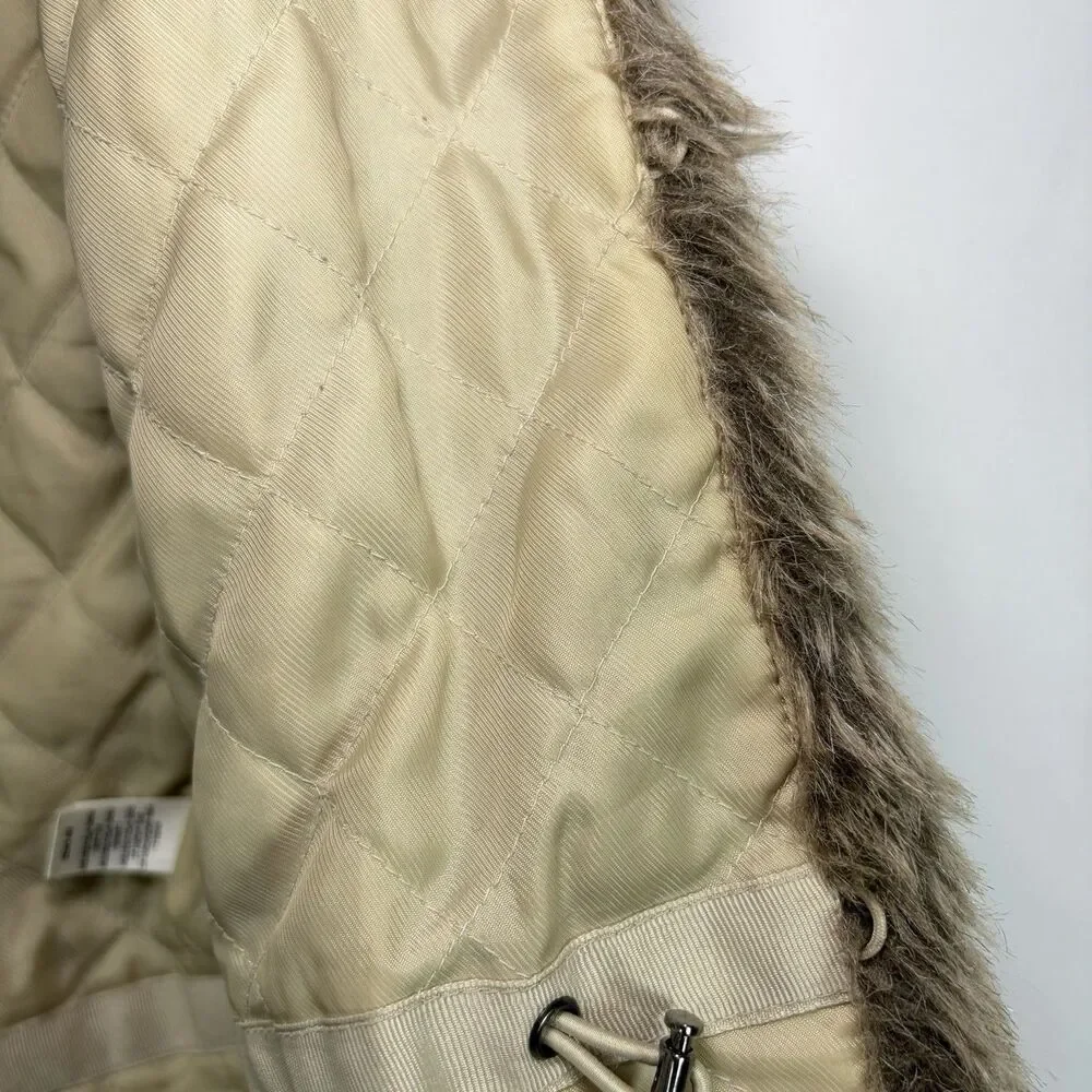 Banana Republic Faux Fur Vest Womens Size Small Brown Quilted Insulated Lining